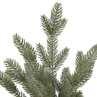 14.75" Unlit Lightly Frosted Mini Christmas Tree in Green Nutcracker Ceramic Pot