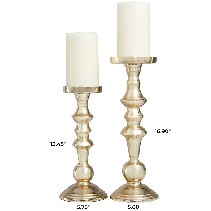 Gold Aluminum Candle Holder Set