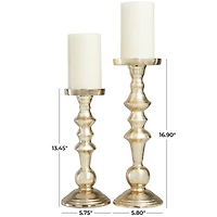 Gold Aluminum Candle Holder Set