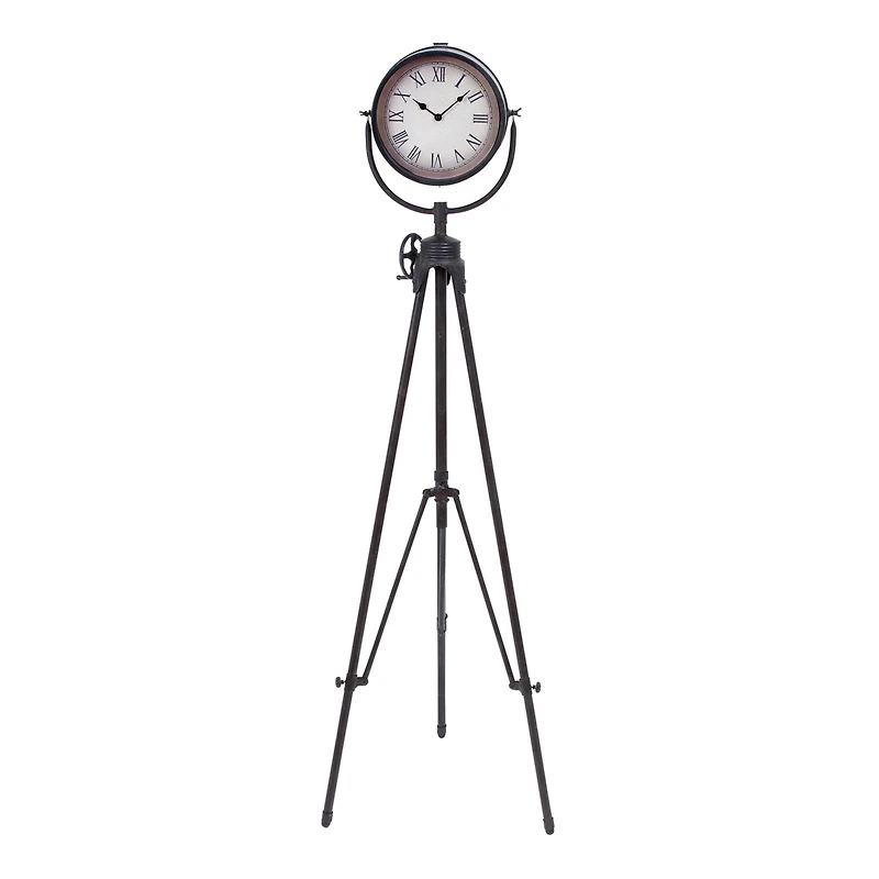 57" Black Metal Standing Industrial Clock