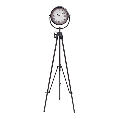 57" Black Metal Standing Industrial Clock