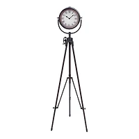 57" Black Metal Standing Industrial Clock