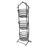 6 Pack: 4ft. Black Wire 3-Tier Basket with Removable Tilted Baskets