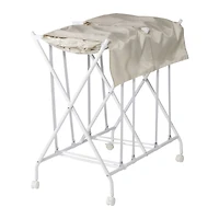 Honey Can Do White/Natural Double Bounce Back Hamper with Wheels and Lid