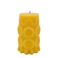 3.7" x 6" Yellow Day of the Dead Sunflowers Unscented Pillar Candle by Ashland®