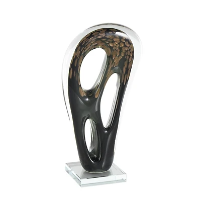 13" Black & Gold Abstract Curved Cutout Sculpture