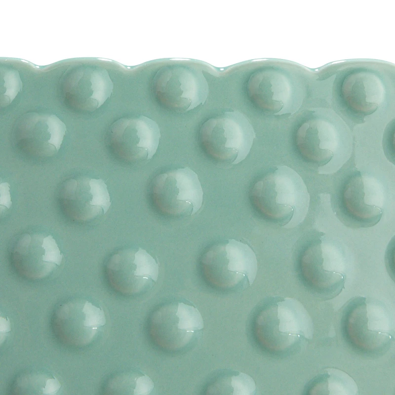 Hello Honey® 11" Mint Ceramic Hobnail Planter with Scalloped Edge