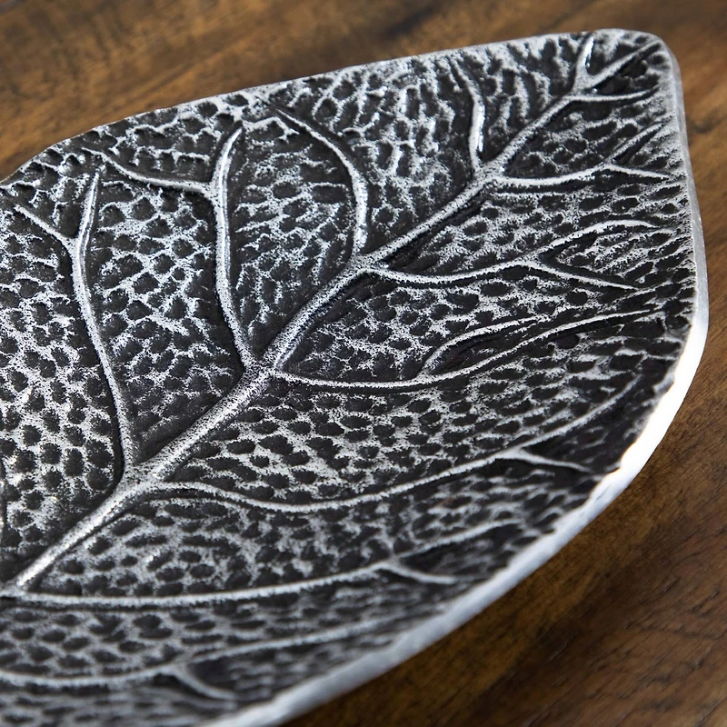 16" Antique Leaf Decorative Accent Tray