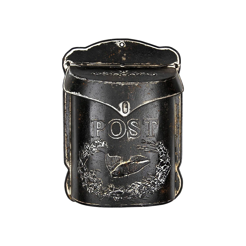 Hello Honey® 15.5" Black Embossed Tin Post Letter Box