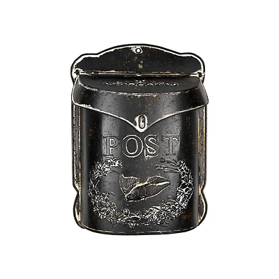 Hello Honey® 15.5" Black Embossed Tin Post Letter Box