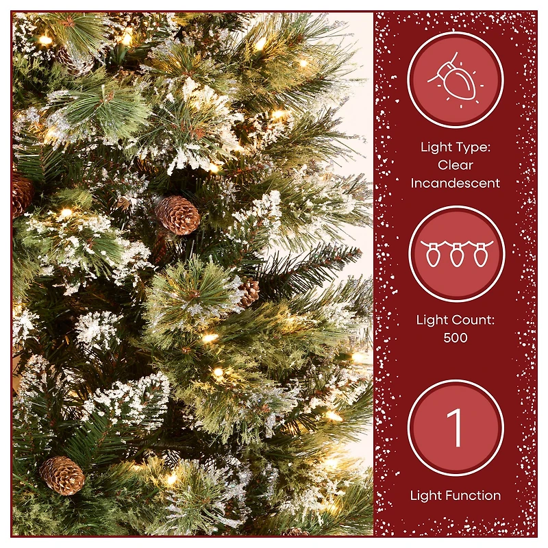 7.5ft. Pre-Lit Glittery Bristle® Slim Pine Artificial Christmas Tree, Clear Lights