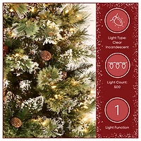 7.5ft. Pre-Lit Glittery Bristle® Slim Pine Artificial Christmas Tree, Clear Lights