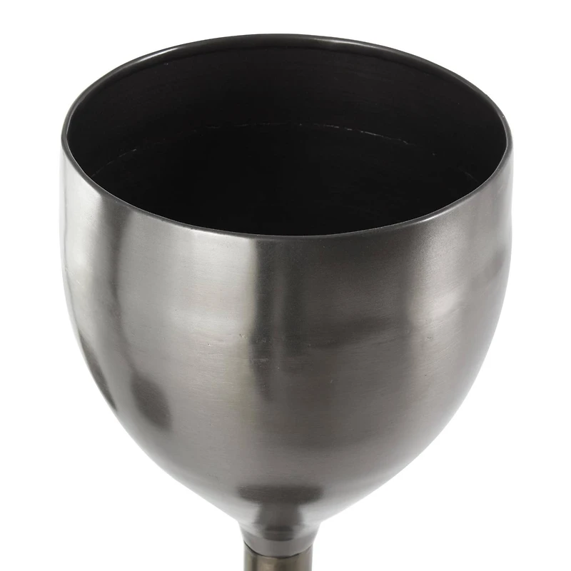 Silver Wine Glass Inspired Metal Planter Set