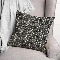 Charcoal Medallion Pattern Throw Pillow 18" x 18"