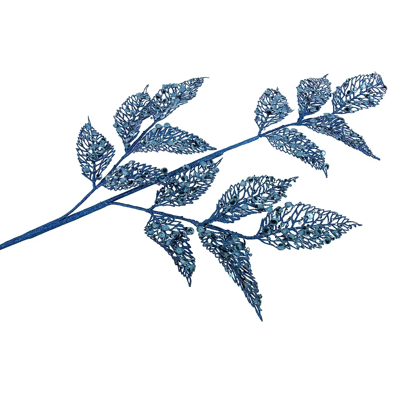 Glittered Blue Fern Christmas Spray