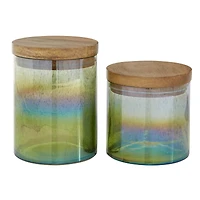 The Novogratz Rainbow Glass Coastal Decorative Jar Set