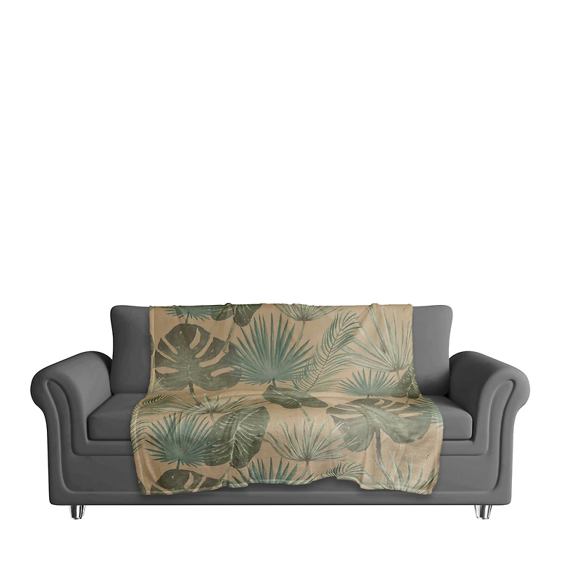 Tropical Palm Coral Fleece Blanket