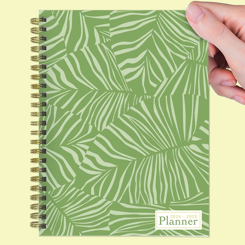 TF Publishing 2024-2025 Medium Verde Fronds Spiral Weekly Monthly Planner