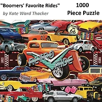 Hart Puzzles Boomer's Favorite Rides by Kate Ward Thacker 1,000 Piece Jigsaw Puzzle