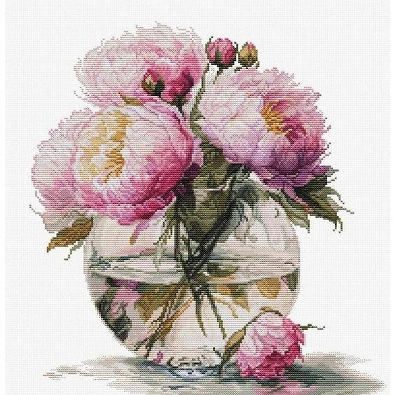 Luca-S Bouquet of Peonies Counted Cross Stitch Kit