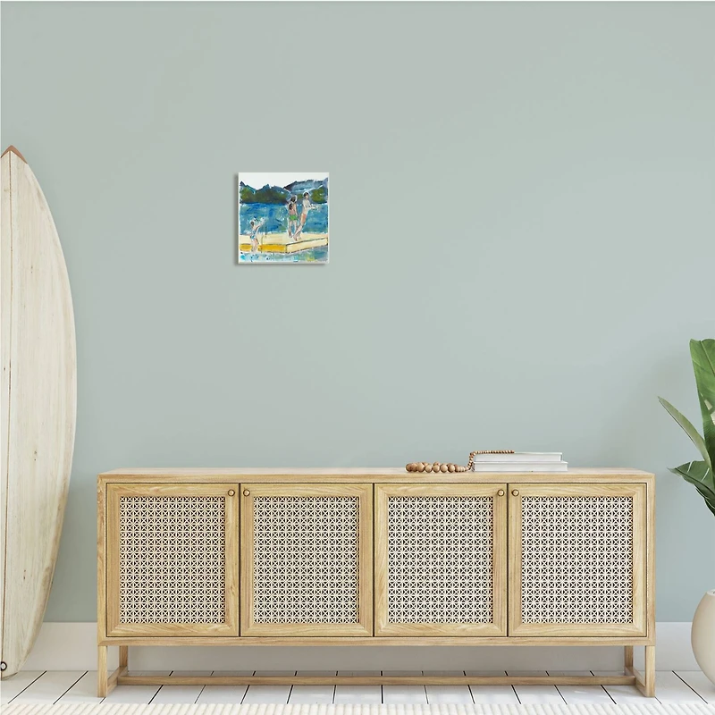 Stupell Industries Kids on Swimming Dock Abstract Contemporary Lake Scene,12" x 12"