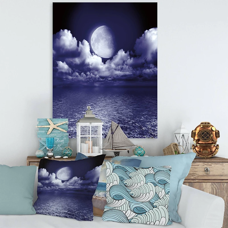 Designart - Full Moon In Cloudy Night Sky V