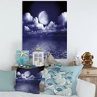 Designart - Full Moon In Cloudy Night Sky V