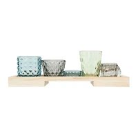 Hello Honey® 13.25" Glass Votive & Tealight Holders On Wood Tray Set