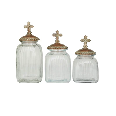 Brown Polystone Traditional Decorative Jar Set