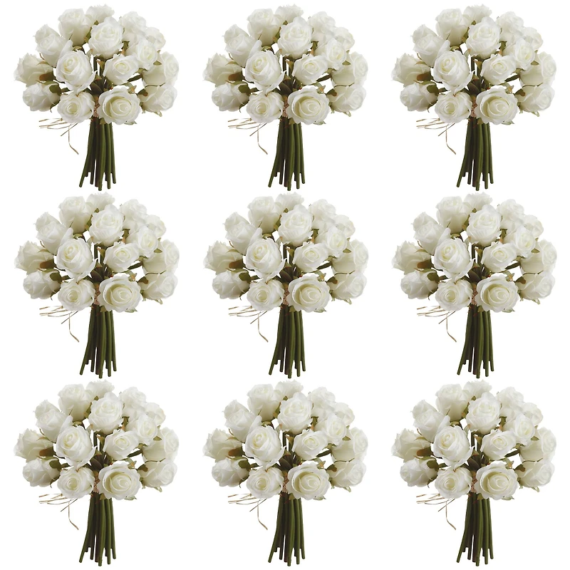 9 Pack: 8" White Mini Rose Bundle Classic Traditions™ by Ashland®