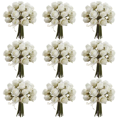 9 Pack: 8" White Mini Rose Bundle Classic Traditions™ by Ashland®