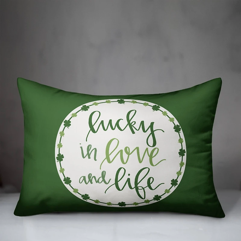 Luck Love Life Clover 14" x 20" Throw Pillow