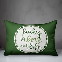 Luck Love Life Clover 14" x 20" Throw Pillow
