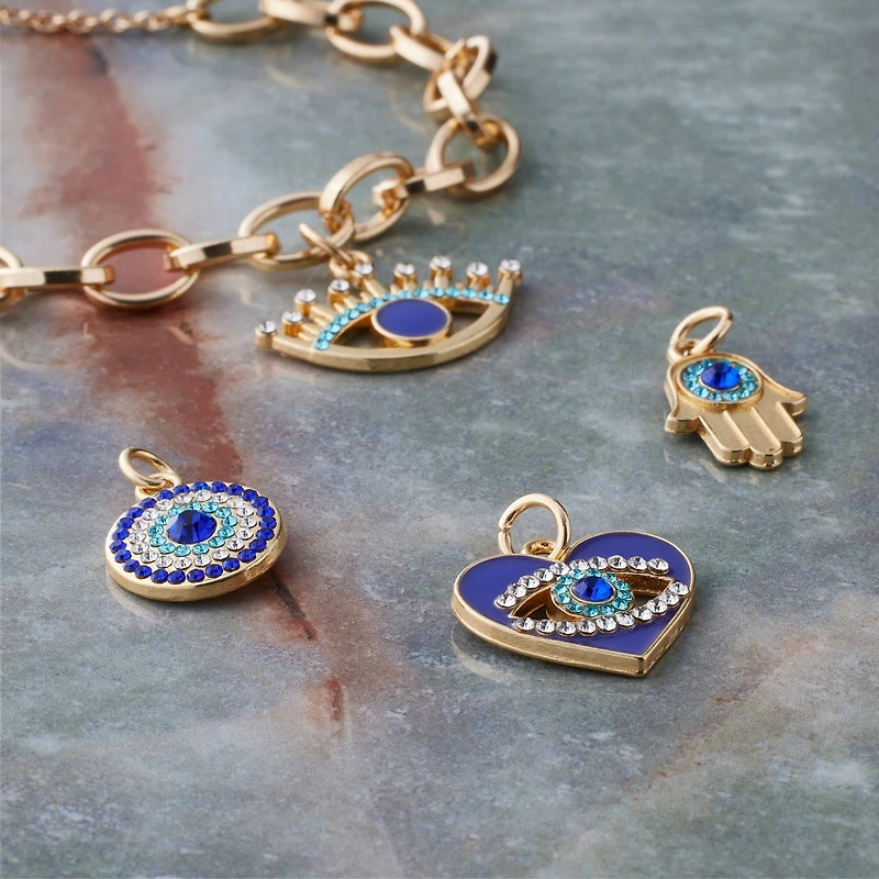 Blue & Gold Evil Eye Charms by Bead Landing™
