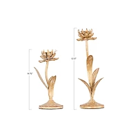 Hello Honey® Gold Metal Flower Shaped Taper Candle Holder Set