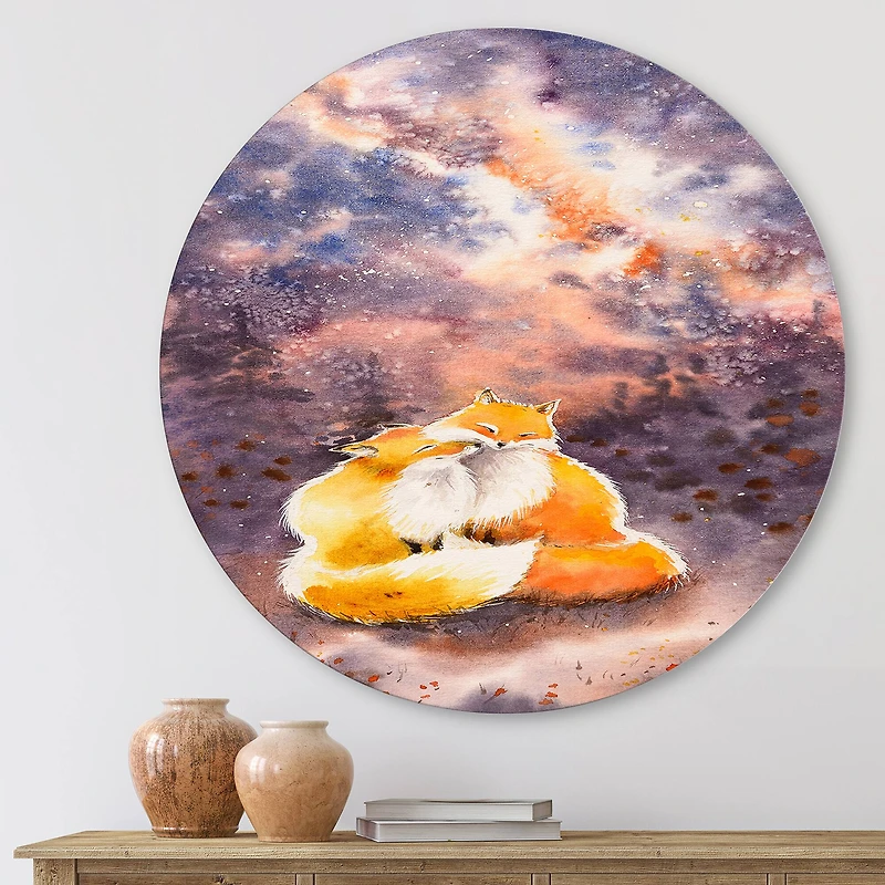 Designart - Hugging Foxes Over A Night Sky