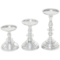 Silver Aluminum Pillar Candle Holder Set