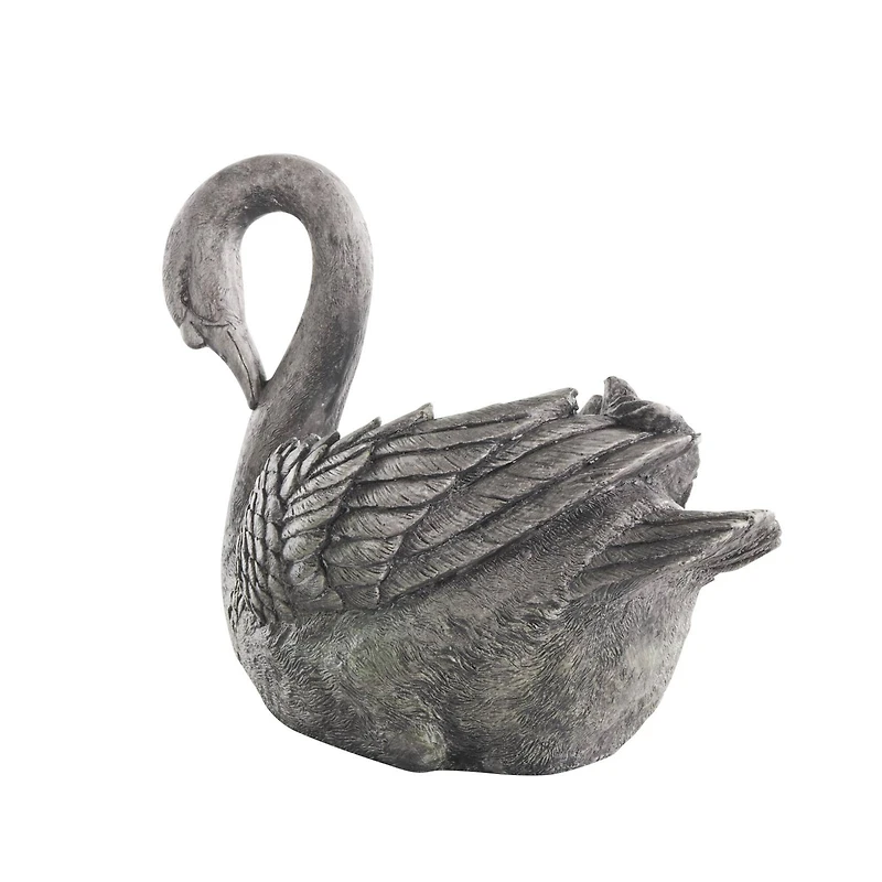 23" Gray Swan Textured Planter with Patina Accents