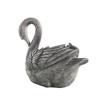 23" Gray Swan Textured Planter with Patina Accents