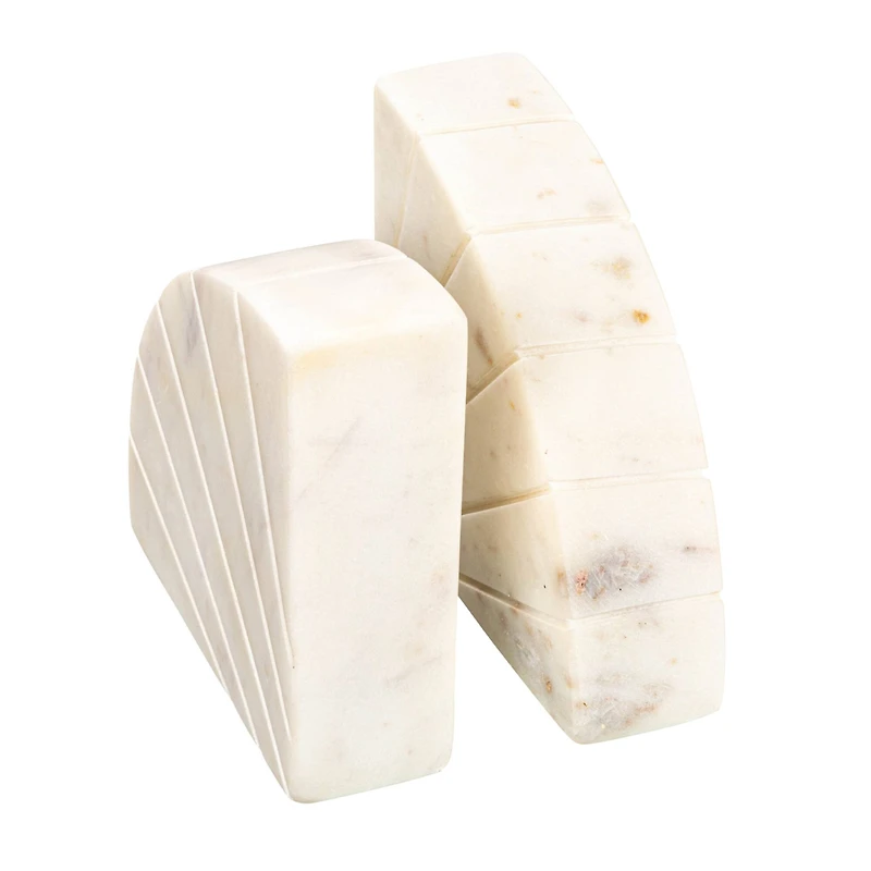 Hello Honey® 6" White Modern Arched Semicircle Marble Bookend Set