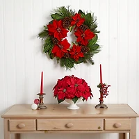 13" Red Poinsettia Arrangement in Urn