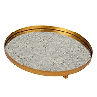 Hello Honey® 13.75" Gold Footed Metal Antiqued Mirror Tray