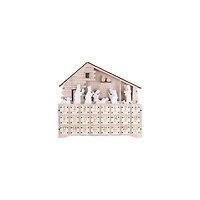 Hello Honey® 13.5" Wood Laser-Cut Nativity Advent Calendar with LED Light & Drawers