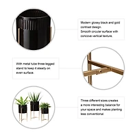 Glitzhome® Black & Gold Modern Glossy Metal Plant Stand, 3ct.