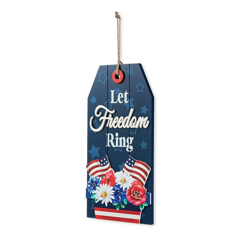 Glitzhome® 15.75" Let Freedom Ring Sign Door Hanger