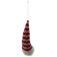 8" Red & Gray Knit Gnome Head LED Ornament