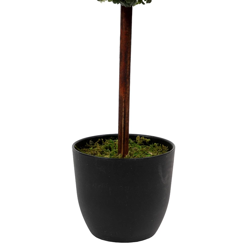 4ft. Unlit Artificial Two-Tone Boxwood Triple Ball Topiary Tree with Round Pot