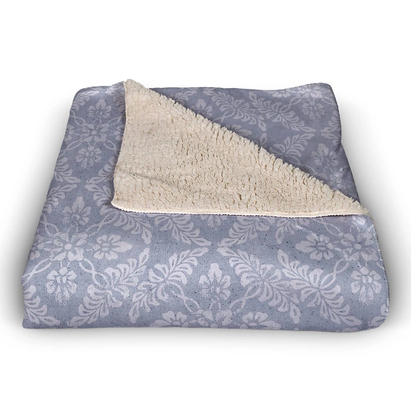 Blue Medallions Pattern Sherpa Fleece Blanket