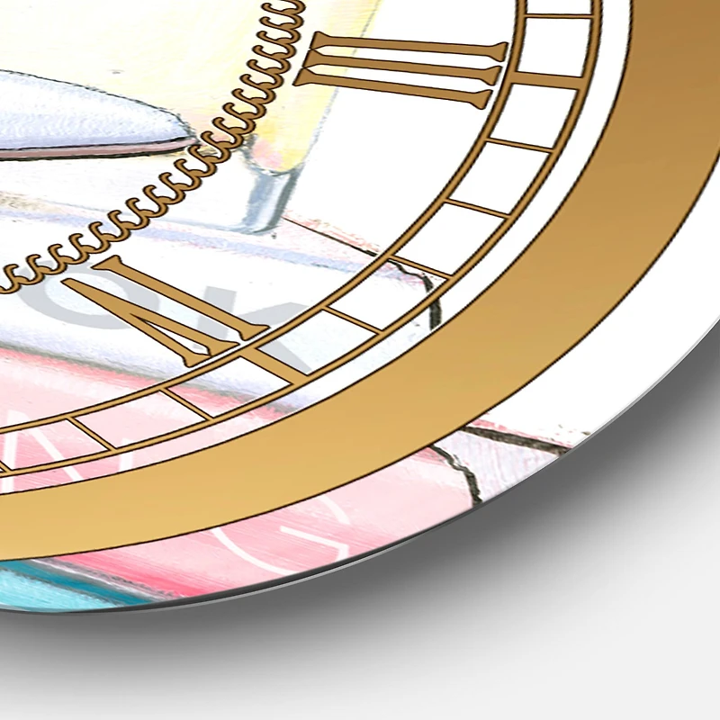 Designart 'Pink Fashion High Heels Iii Glam Wall Clock