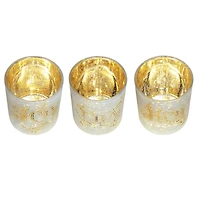 Glitzhome® 4" Joy, Peace, & Hope Candle Holder Set